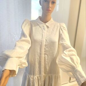 Acler off-white ladies dress; viscose, linen, nylon blend; sz 8